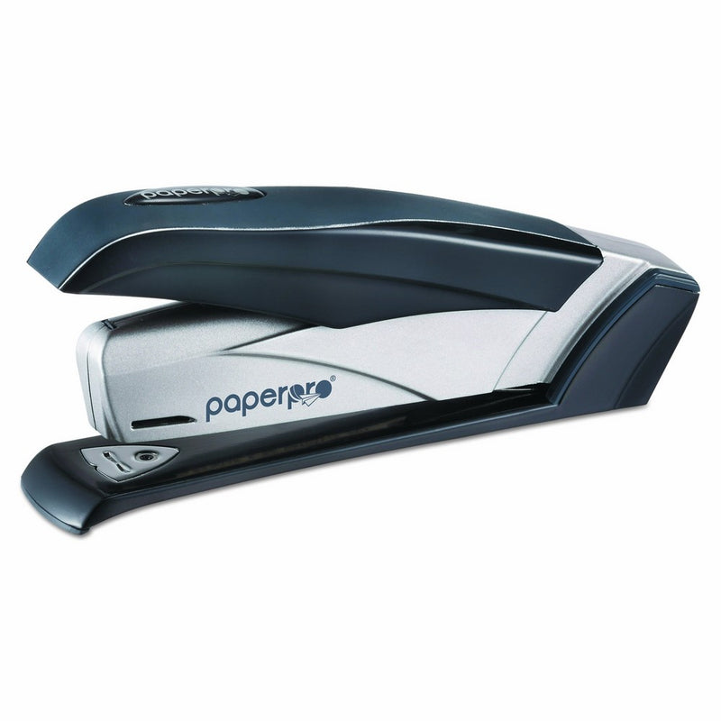 PaperPro inFLUENCE28 Executive Stapler - One Finger, No Effort, Spring Powered Stapler - Black/Silver (1460)