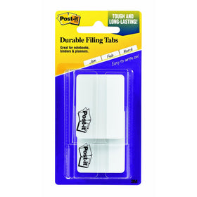 Post-it Tabs, 2 in, Solid, White, Durable, Writable, Repositionable, Great for Binders, Planners, and Notebooks, 25 Tabs/On-the-Go Dispenser, 2 Dispensers/Pack, (686F-50WH)