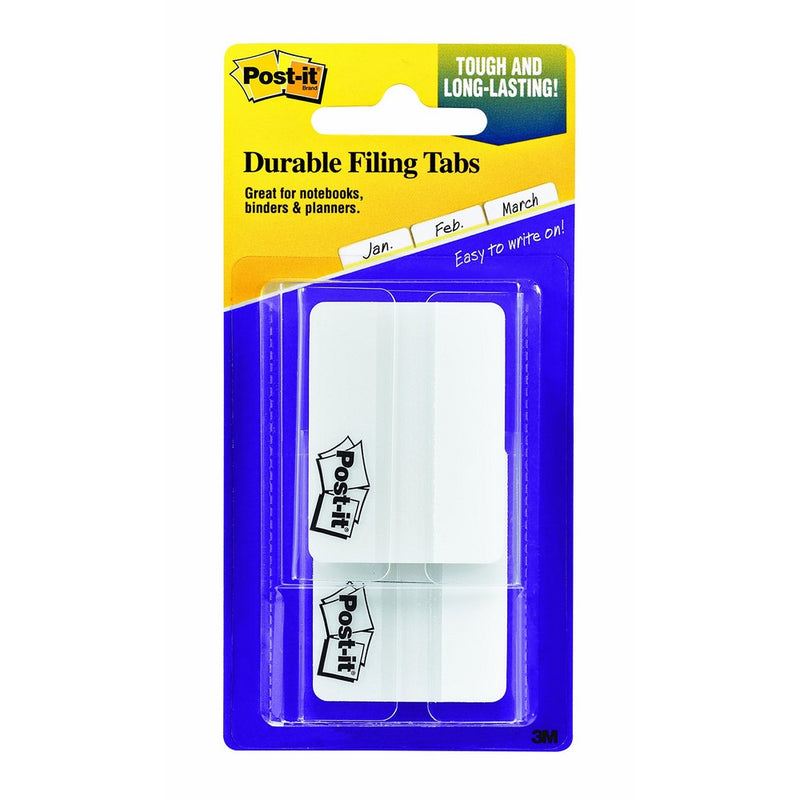 Post-it Tabs, 2 in, Solid, White, Durable, Writable, Repositionable, Great for Binders, Planners, and Notebooks, 25 Tabs/On-the-Go Dispenser, 2 Dispensers/Pack, (686F-50WH)