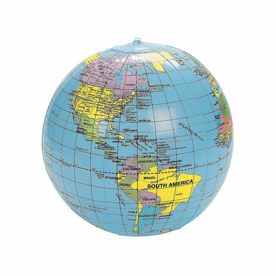 Inflatable World Globe Beach Ball 9"