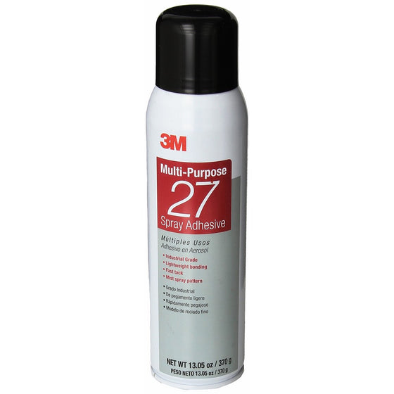 3M Multi-Purpose 27 Spray Adhesive Clear, 20 fl oz can, net weight 13.05 oz (Pack of 1)