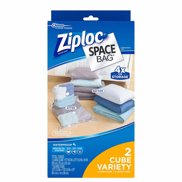 Space Bag, 2 Piece Cube Combo Vac Bags (1 Large and 1 Extra Large)