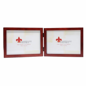 Lawrence Frames Hinged Double (Horizontal) Walnut Wood Picture Frame, Gallery Collection, 5 by 7-Inch