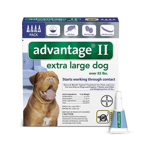 Bayer Advantage II Flea and Lice Treatment for X-Large Dogs, Over 55 lb, 4 doses