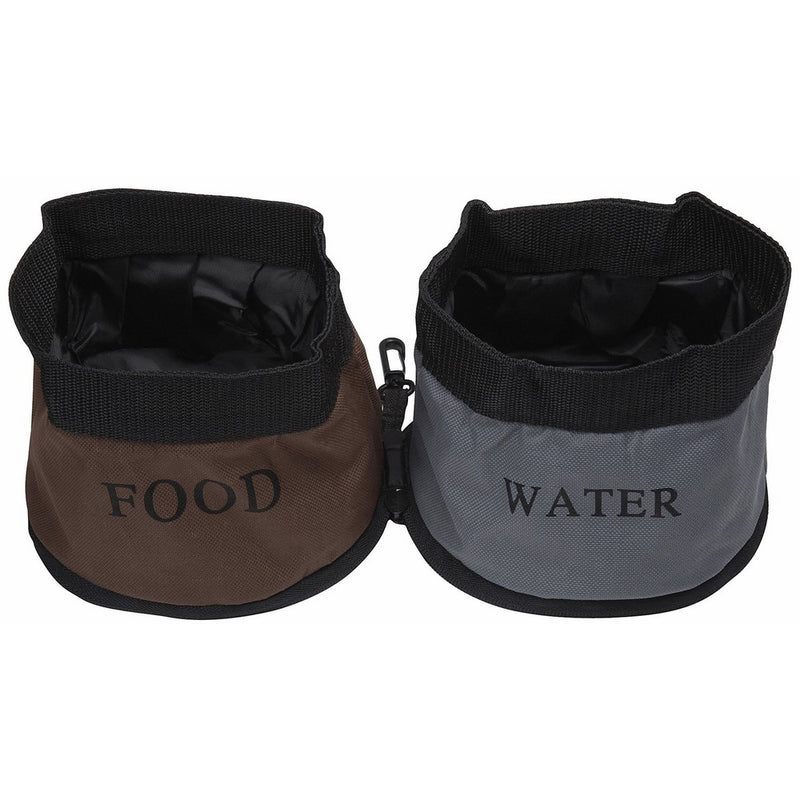 Pet Life Dual Folding' Waterproof Food and Water Collapsible Folding Travel Pet Cat Dog Bowl Feeder Waterer Fountain, One Size, Camouflage