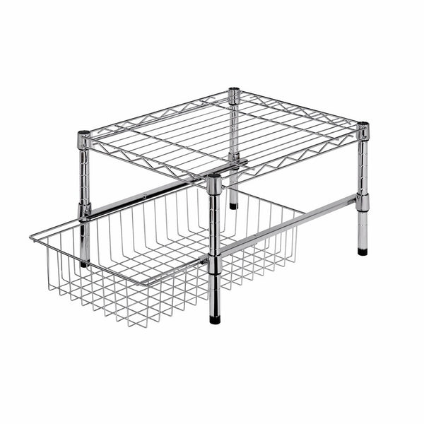 Honey-Can-Do SHF-01867 Adjustable Shelf with Under Cabinet Organizer, Chrome