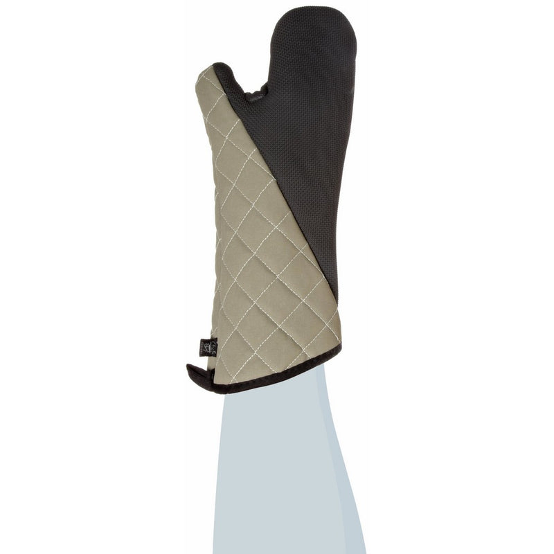 San Jamar 810CM17 Textured Neoprene Bestgrip Conventional Temperature Protection Oven Mitt with Magnet and WebGuard, 17" Length, Tan