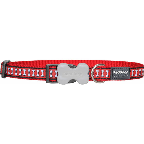 Red Dingo Reflective Dog Collar, Small, Red