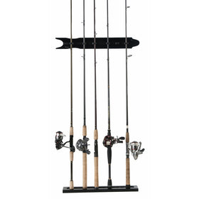 Organized Fishing Modular Vertical Wall Rack for Fishing Rod Storage, Holds up to 8 Fishing Rods, Black Finish, SBMWR-008