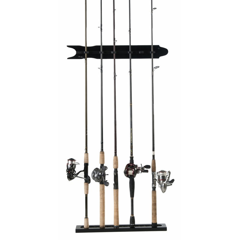 Organized Fishing Modular Vertical Wall Rack for Fishing Rod Storage, Holds up to 8 Fishing Rods, Black Finish, SBMWR-008