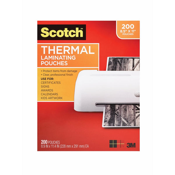 Scotch Thermal Laminating Pouches, 8.9 x 11.4-Inches, 3 mil thick, 200-Pack, Clear (TP3854-200)