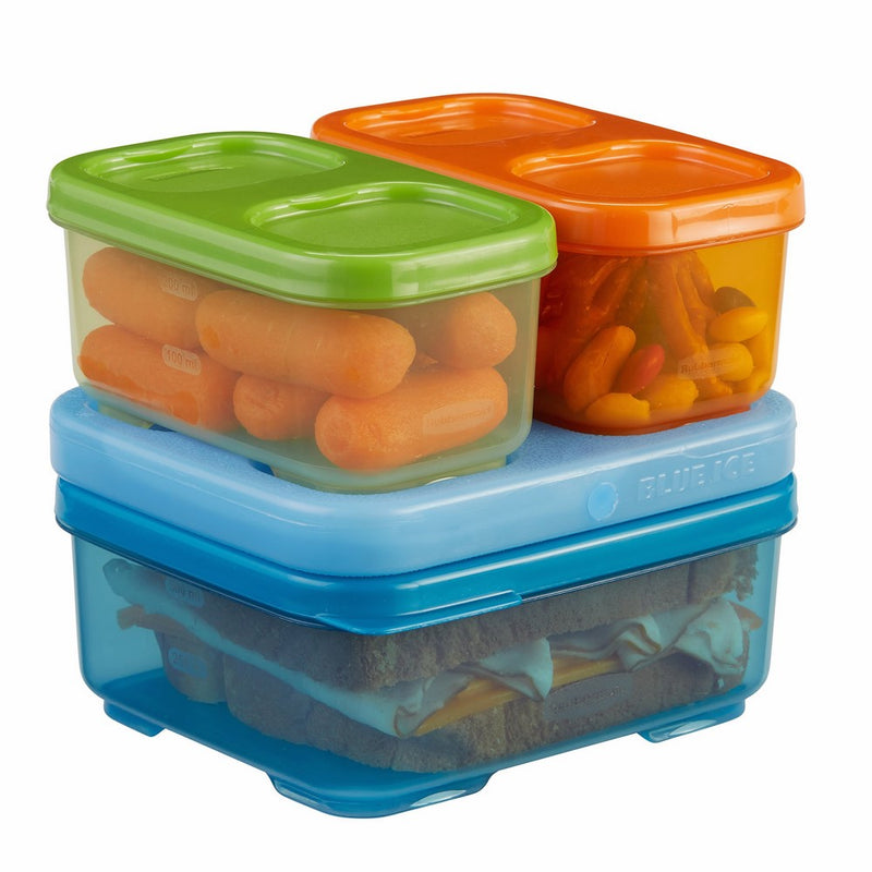 Rubbermaid LunchBlox Kids Tall Lunch Container Kit, Blue/Orange/Green, 1866739