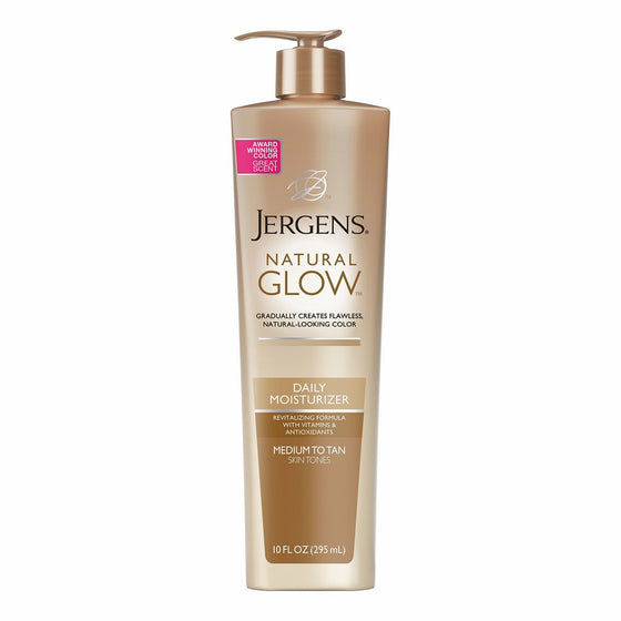 Jergens Natural Glow Daily Moisturizer for Body, Medium to Tan Skin Tones, 10 Ounce Pump