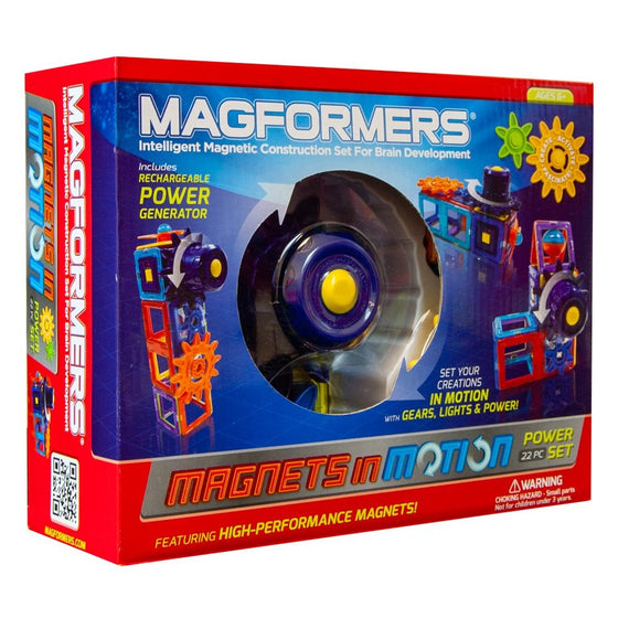 Magformers Magnets in Motion Power Set (22-pieces) Magnetic Building Blocks, Educational Magnetic Tiles Kit, Magnetic Construction STEM gear Set