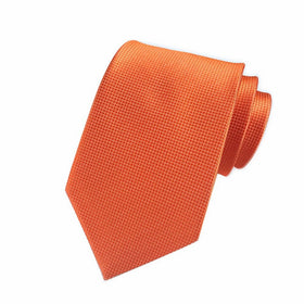 New Solid Orange Checked Jacquard Woven Men's Tie Necktie