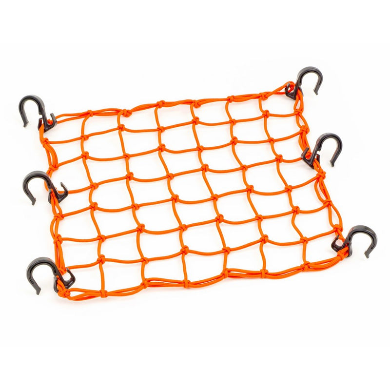 15"x15" PowerTye Mfg Cargo Net featuring 6 Adjustable Hooks & Tight 2"x2" Mesh, Orange