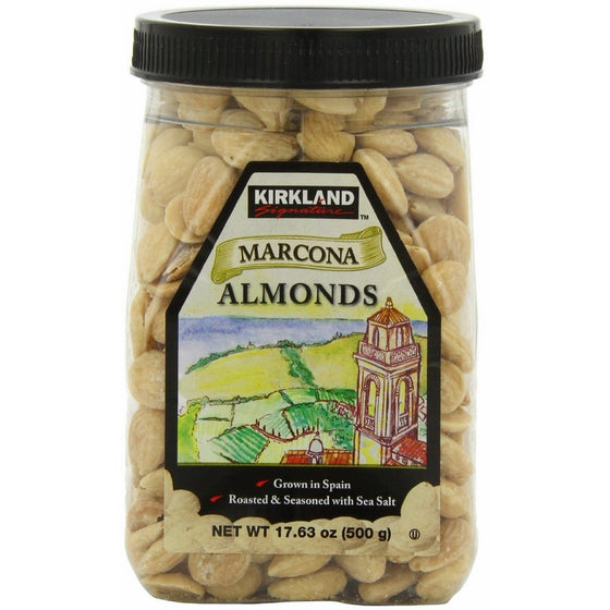 Kirkland Marcona Almonds, Roasted and Seasoned with Sea Salt, 17.63 Ounce (Pack of 2)