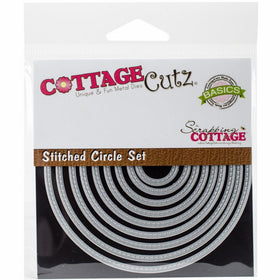 CottageCutz Basics Stitched Circle, 0.75-3.75-Inch, 9/Pkg, Grey