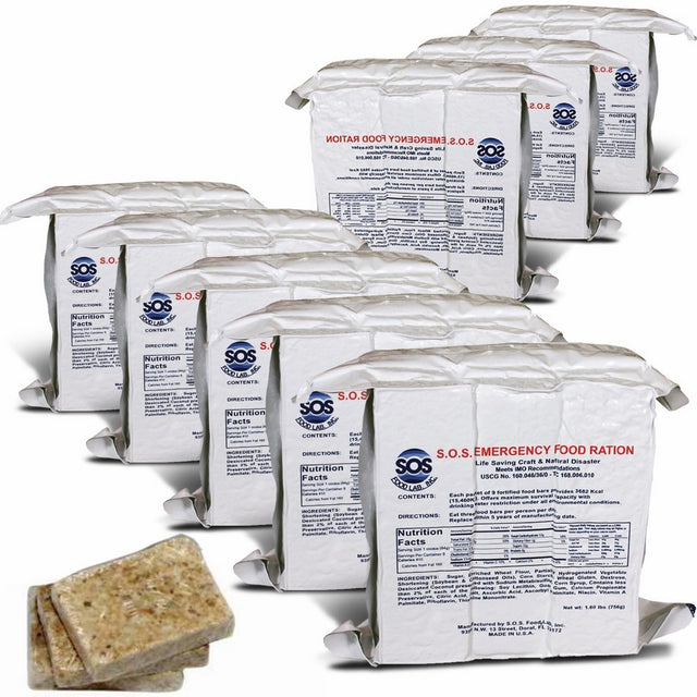 S.O.S. Rations Emergency 3600 Calorie Food Bar - 3 Day / 72 Hour Package with 5 Year Shelf Life- 8 Packs