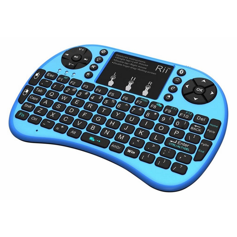 Rii i8 BT Mini Wireless Bluetooth Backlight Touchpad Keyboard with Mouse for PC/Mac/Android, Blue (RTi8BT-3)