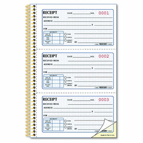 RediformMoney Receipt Book, Gold Standard, Two-PartCarbonless,8.5 x 5.5, 3 per Page (8L829)