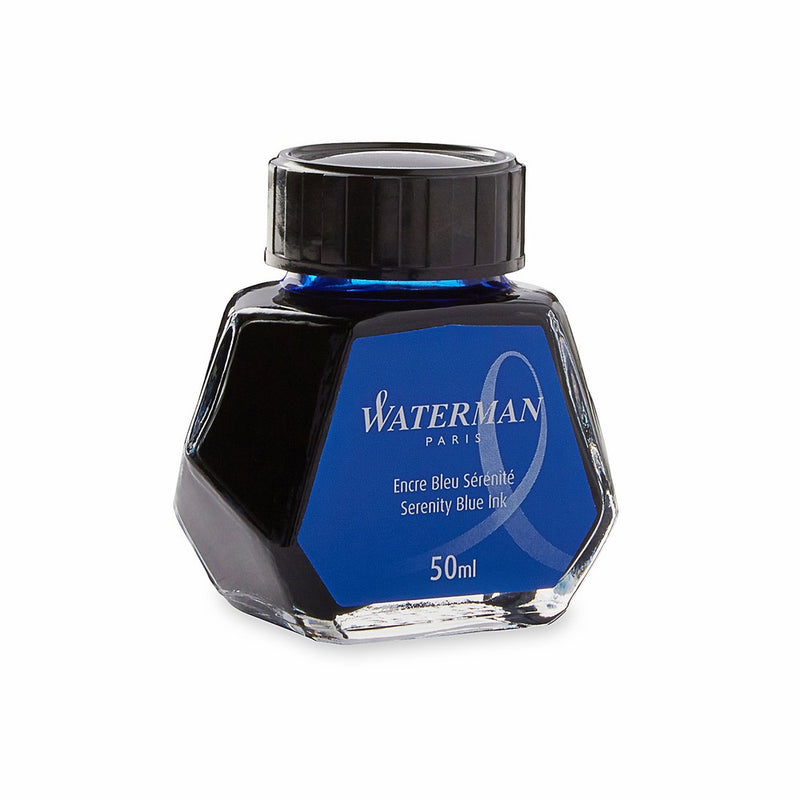 Waterman 1.7 oz Ink Bottle for Fountain Pens, Serenity Blue (S0110720)