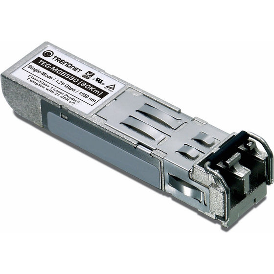 TRENDnet Mini-GBIC Single-Mode LC Module, Connect with a standard Mini-GBIC Slot, Up to 80 Km (49.7 Miles), TEG-MGBS80