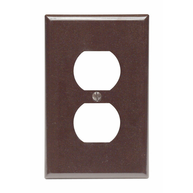 Leviton 80503 1-Gang Duplex Device Receptacle Wallplate, Midway Size, Thermoset, Device Mount, Brown