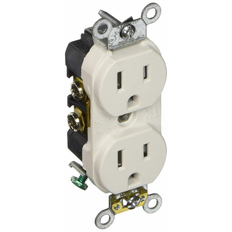 Leviton TBR15-W 15-Amp 125-Volt NEMA 5-15R, 2P, 3W, Tamper Resistant, Narrow Body Duplex Receptacle, White