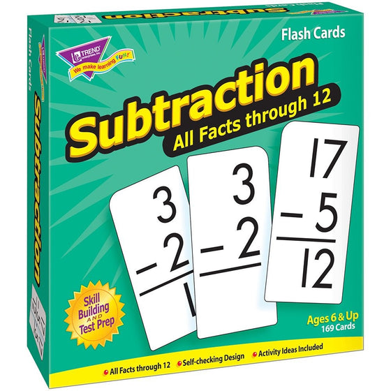 Subtraction 0-12 (all facts) 169 Flash Cards