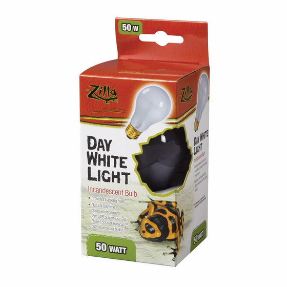 Zilla Reptile Terrarium Heat Lamps Incandescent Bulb, Day White, 50W