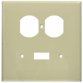 Leviton PJ18-I 2-Gang 1-Toggle 1-Duplex Combination Wallplate, Midway Size, Ivory