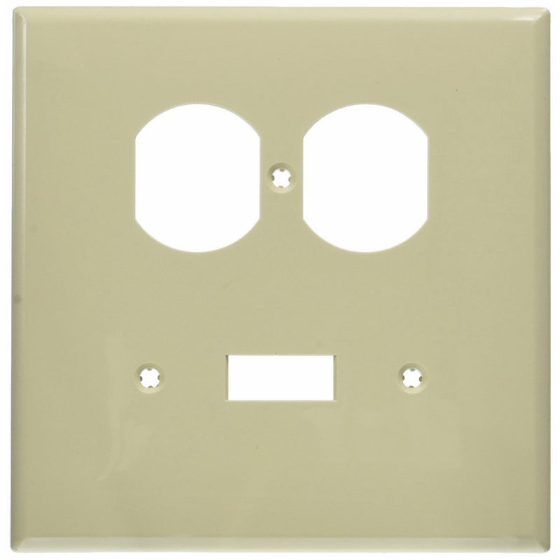 Leviton PJ18-I 2-Gang 1-Toggle 1-Duplex Combination Wallplate, Midway Size, Ivory