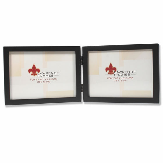 Lawrence Frames Hinged Double (Horizontal) Black Wood Picture Frame, Gallery Collection, 5 by 7-Inch