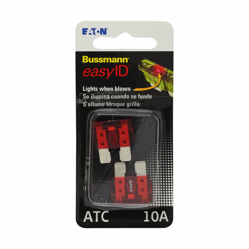 Bussmann BP/ATC-10ID easyID Illuminating Blade Fuse, (Pack of 2)