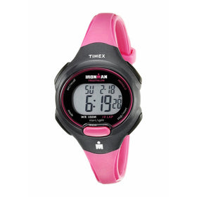 Timex Women's T5K525 Ironman Essential 10 Mid-Size Pink/Black Resin Strap Watch