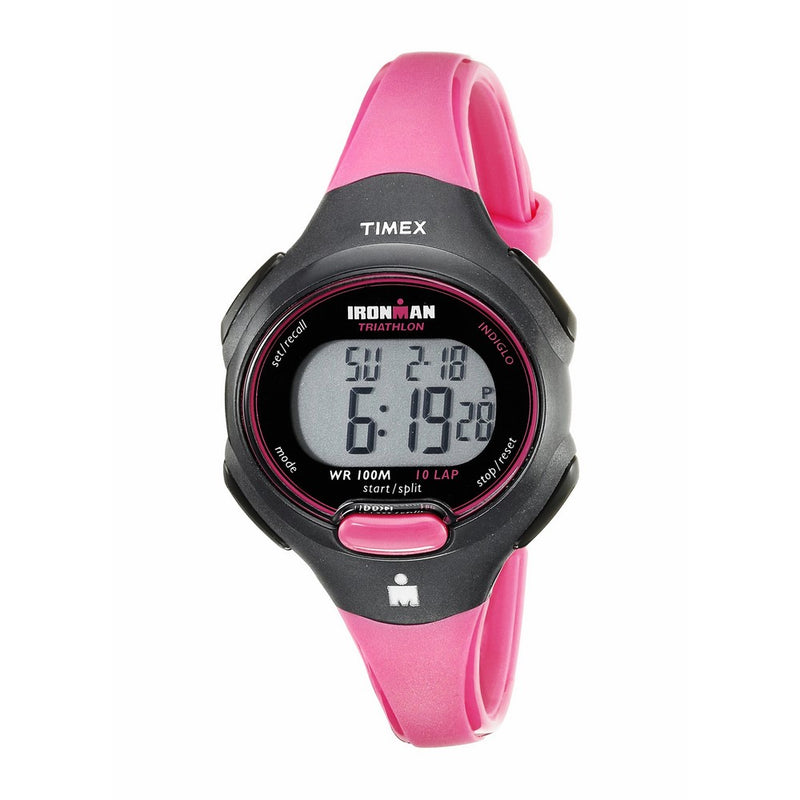 Timex Women's T5K525 Ironman Essential 10 Mid-Size Pink/Black Resin Strap Watch