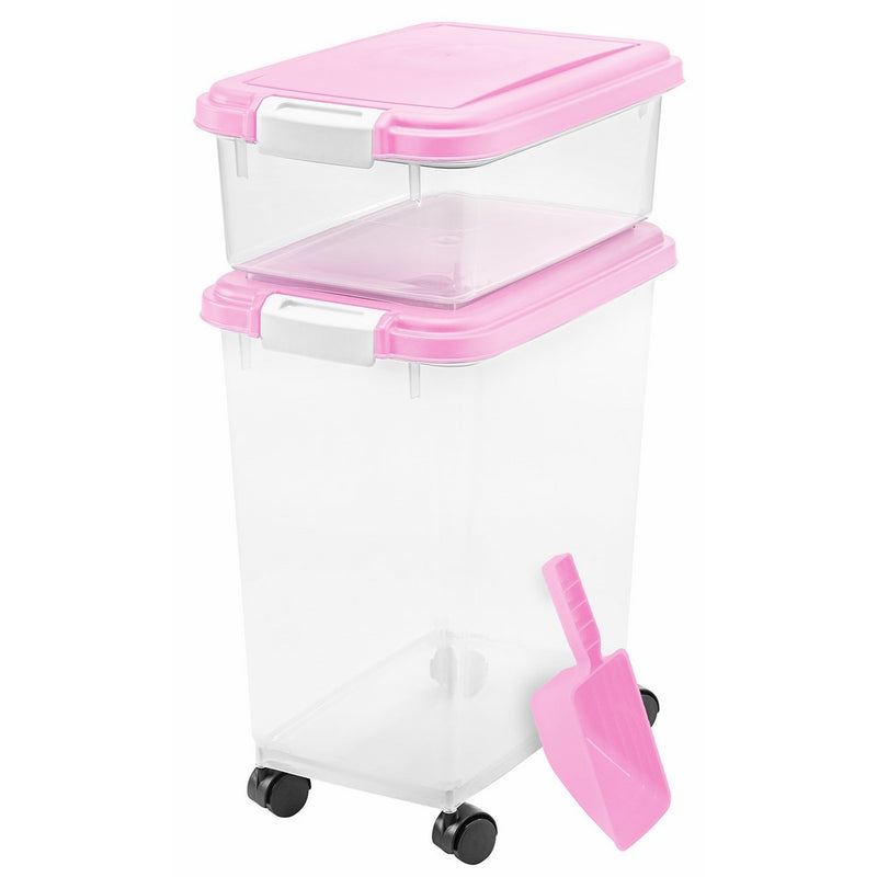 IRIS USA, Inc. 3- Piece Airtight Pet Food Storage Container Combo, Pink