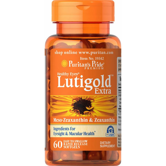 Puritan's Pride Healthy Eyes Lutigold Extra - 60 Soft Gels - Lutein with Meso-zeaxanthin and Zeaxanthin