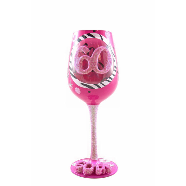 Top Shelf 60th Birthday Wine Glass – Hand-Painted - Unique Gifts for Women