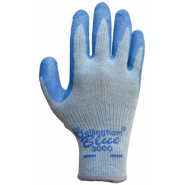 Bellingham C3000M Blue Premium Seamless Knit Work Glove with Natural Rubber Blue Latex Palm, Medium