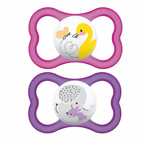 MAM Air Orthodontic Pacifier, Girl, 6 Months, 2-Count