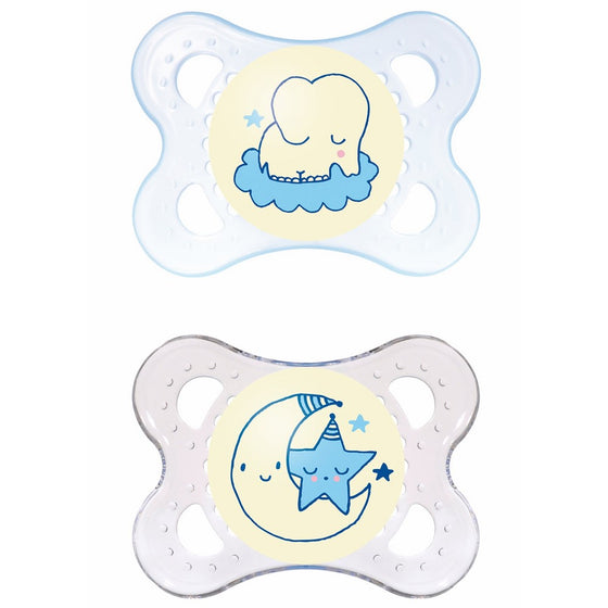 MAM Night Orthodontic Pacifier, Boy, 0-6 Plus Months, 2-Count