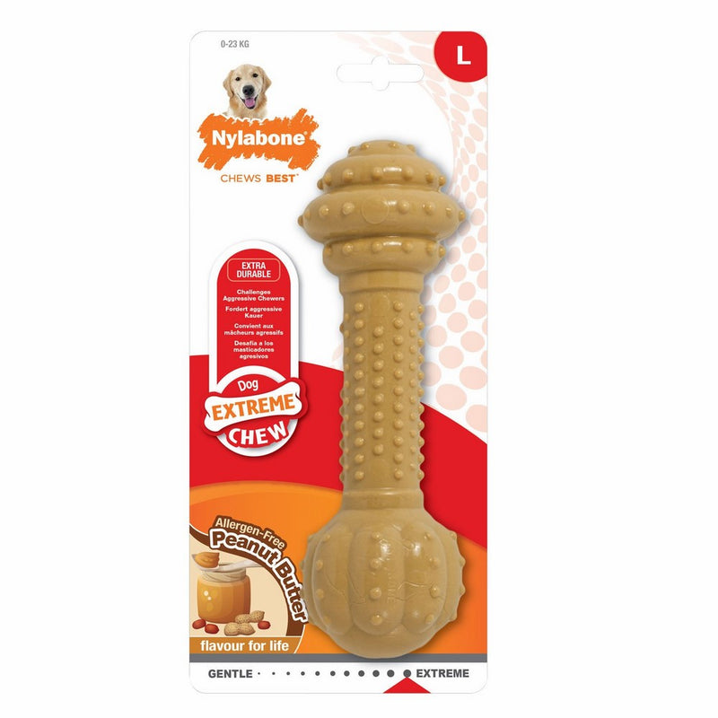 Nylabone Dura Chew Large/Extra Large Peanut Butter Flavored Barbell Dog Chew Toy