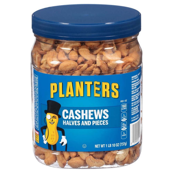 Planters Cashew Halves & Pieces, Salted, 1 Pound and 10 Ounce