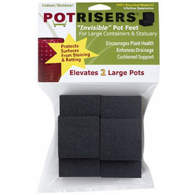 Potrisers PR2-6 Invisible Pot Feet for Large Pots, Black,  6 Pack supports 2 large Pots or Statuary