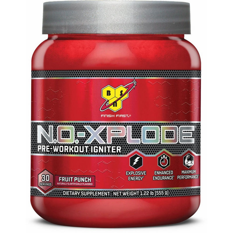 BSN N.O.-XPLODE Pre-Workout Supplement with Creatine, Beta-Alanine, and Energy, Flavor: Fruit Punch, 30 Servings