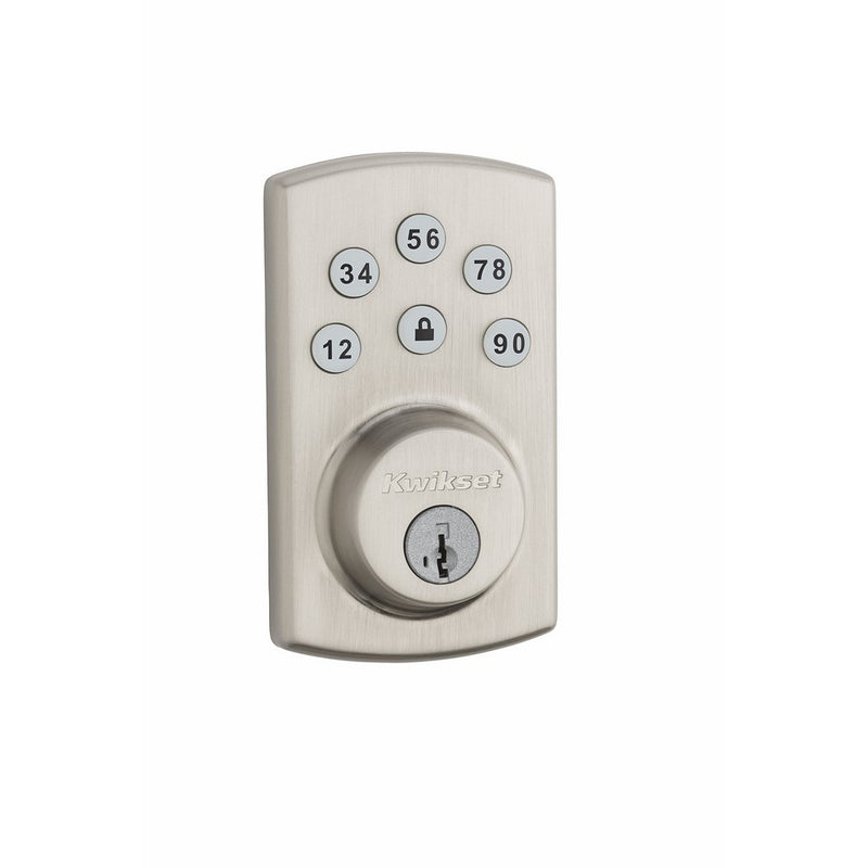 Kwikset 907 Powerbolt 2.0 Electronic Deadbolt featuring SmartKey in Satin Nickel