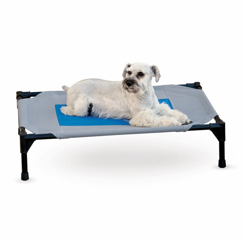 K&H Pet Products Coolin' Pet Cot Elevated Pet Bed Medium Gray/Blue 25" x 32" x 7"