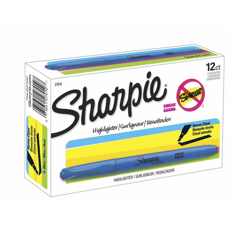 Sharpie 27010 Accent Pocket Style Highlighter, Fluorescent Blue, 12-Pack